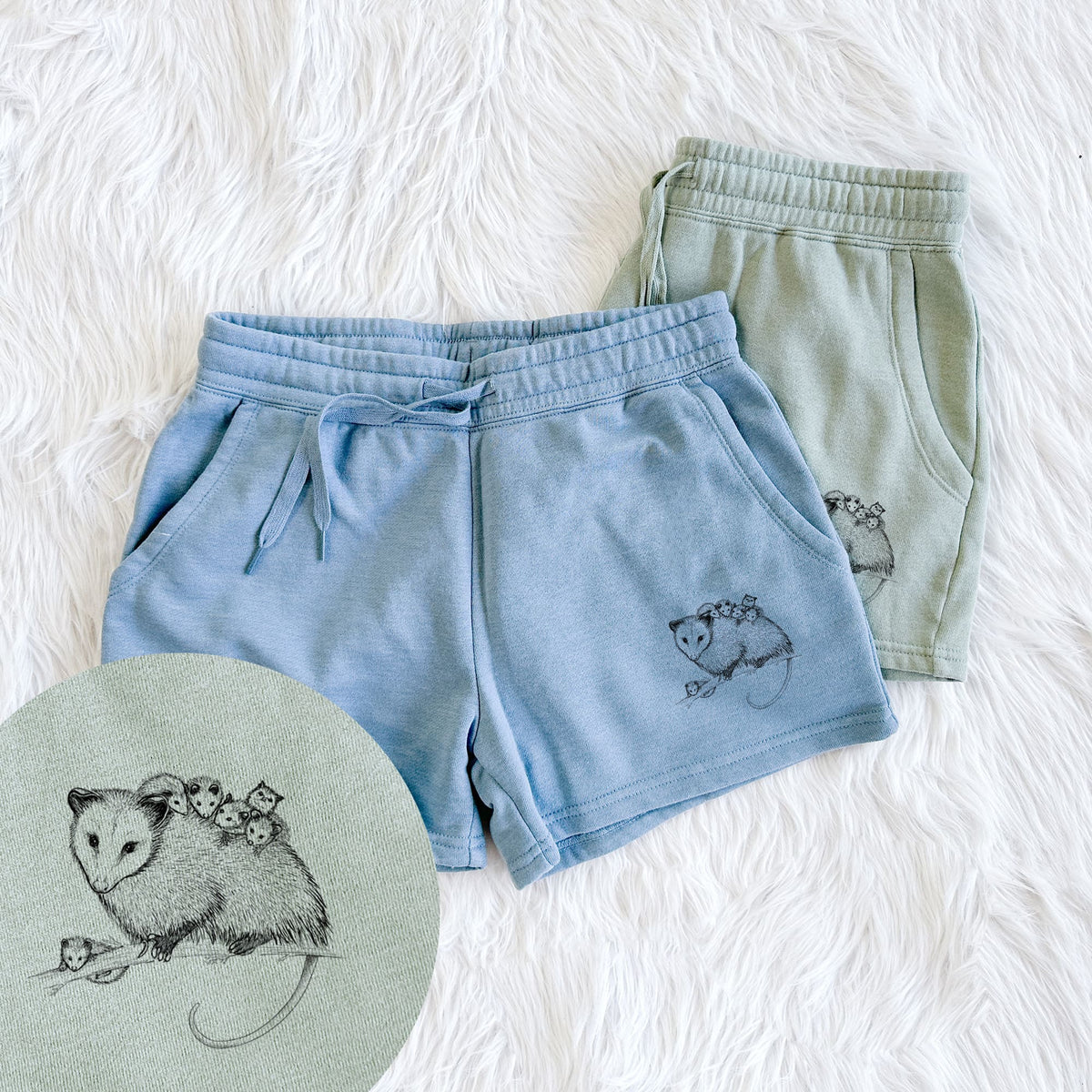 Mama Opossum with Babies - Women's Cali Wave Shorts