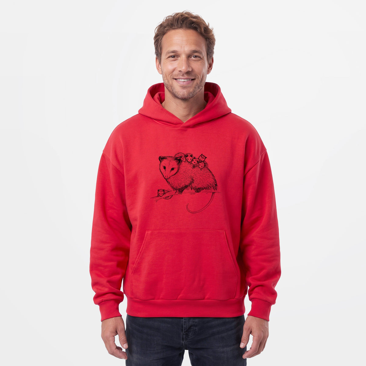 Mama Opossum with Babies  - Statement Midweight Hoodie