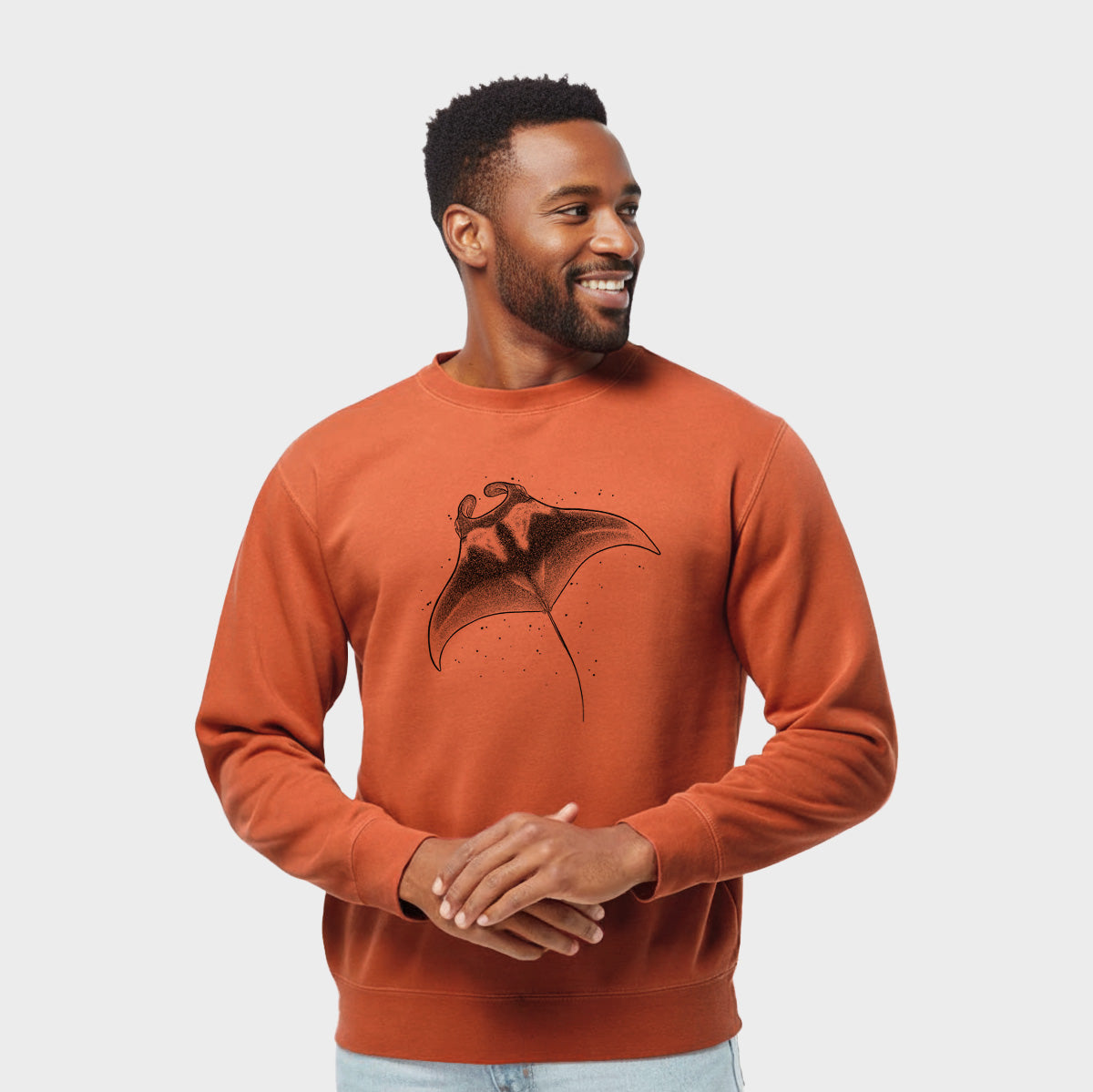 Reef Manta Ray - Ꮇonula alfredi - Unisex Pigment Dyed Crew Sweatshirt