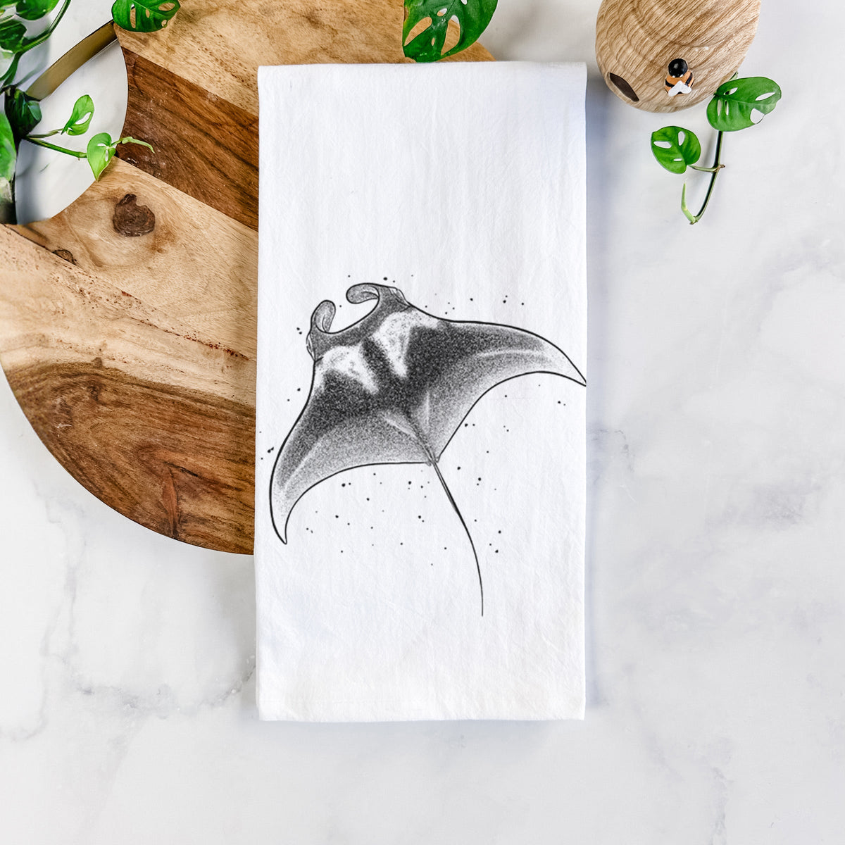 Reef Manta Ray - Ꮇonula alfredi Tea Towel
