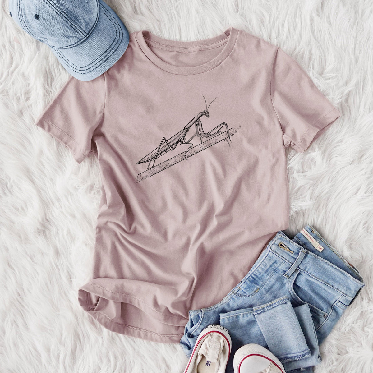 European Mantis - Mantis religiosa - Women's Lightweight Relaxed Fit 100% Cotton Crewneck