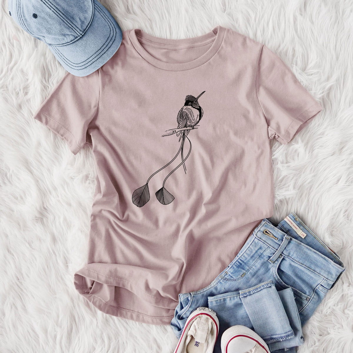 Marvelous Spatuletail Hummingbird - Women's Lightweight Relaxed Fit 100% Cotton Crewneck