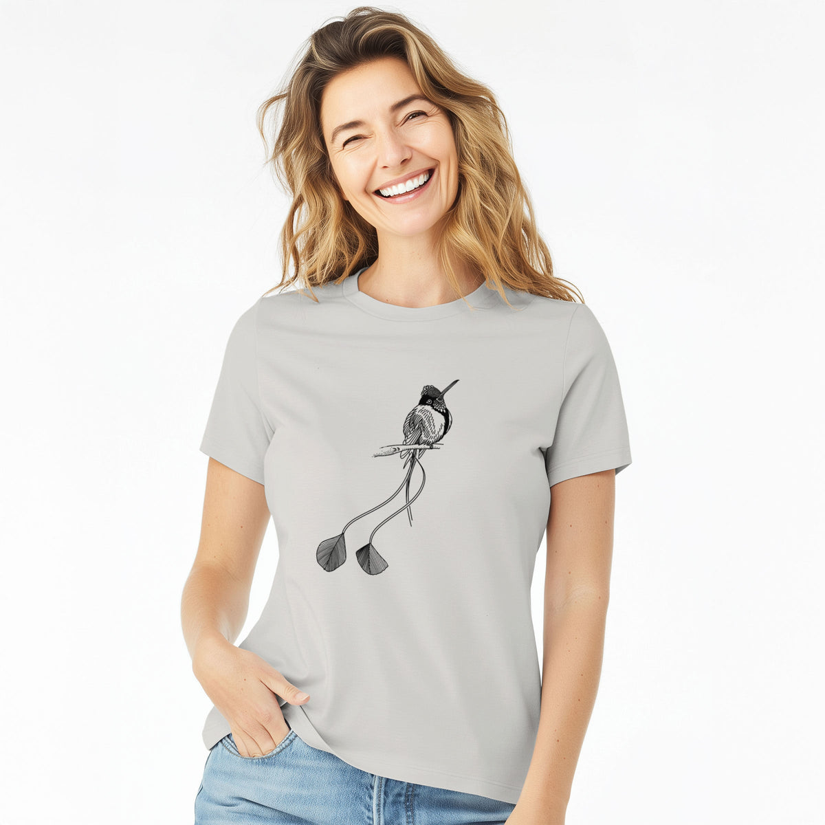Marvelous Spatuletail Hummingbird - Women's Lightweight Relaxed Fit 100% Cotton Crewneck