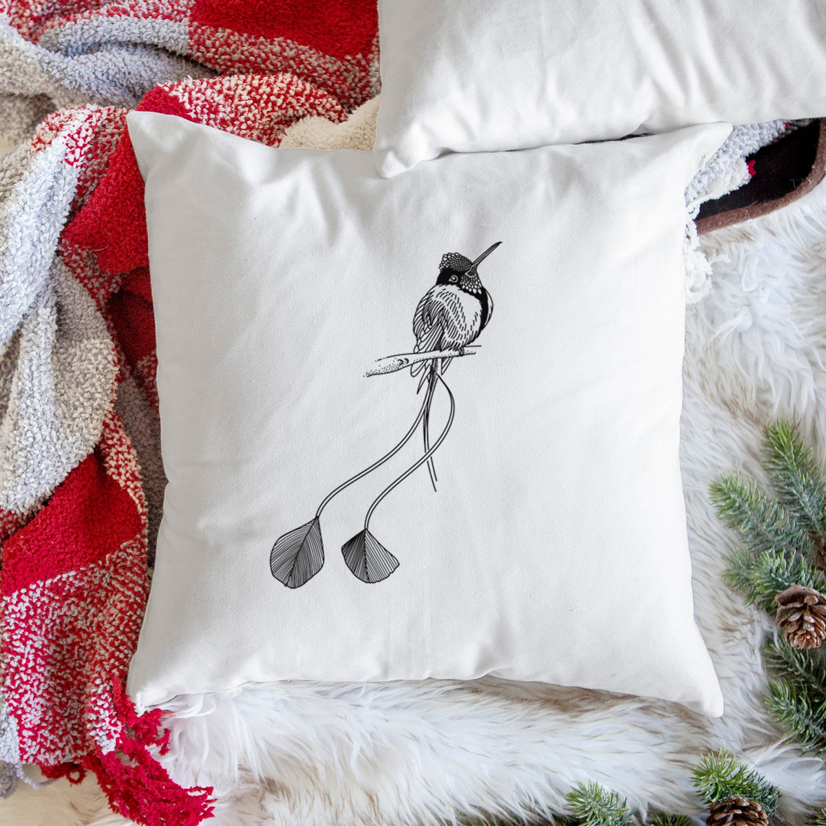 Marvelous Spatuletail Hummingbird - Throw Pillow Cover