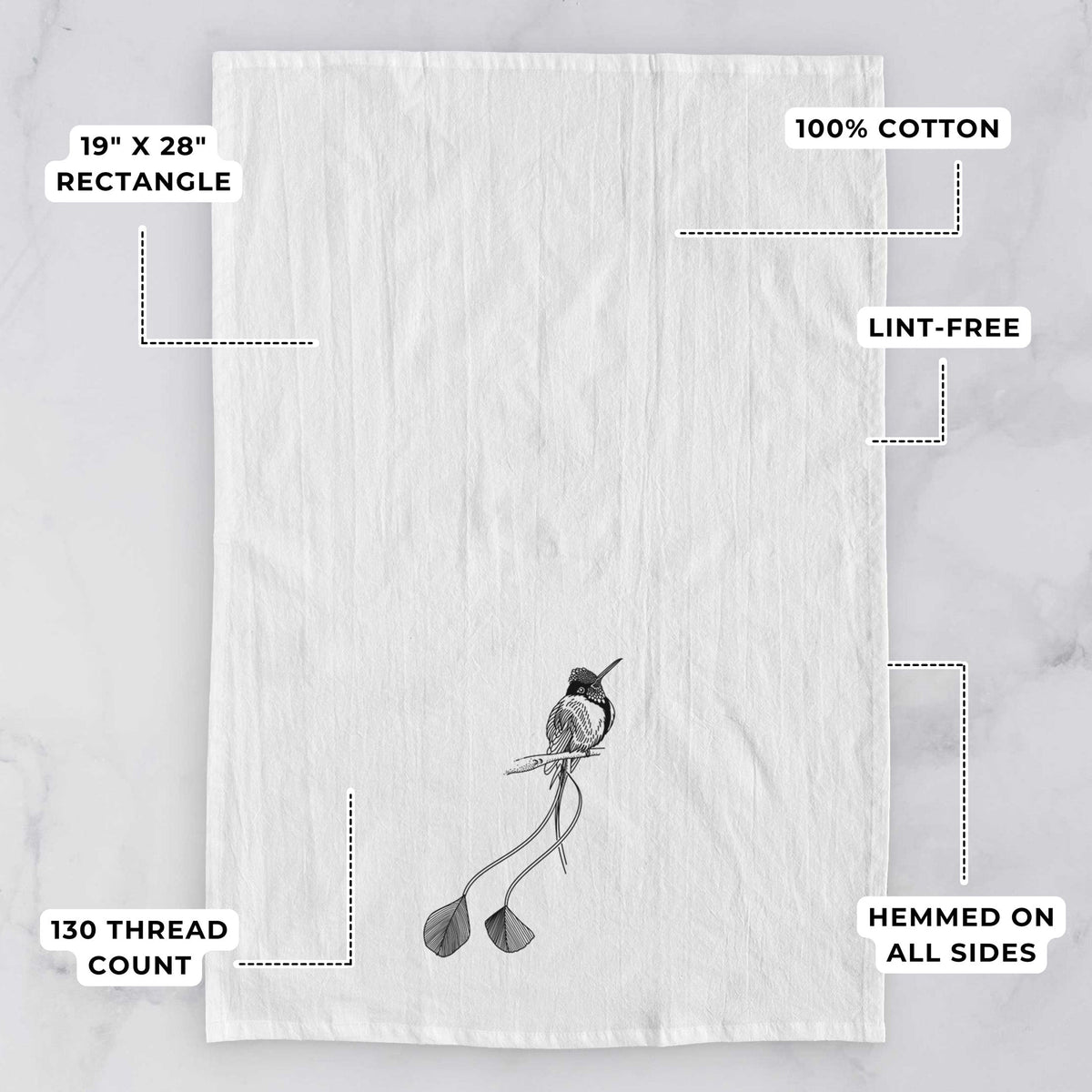Marvelous Spatuletail Hummingbird Tea Towel