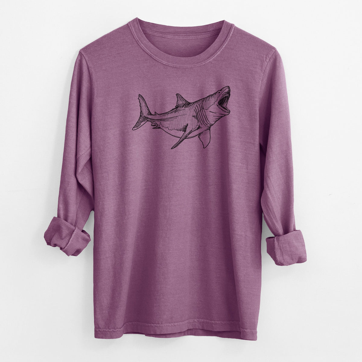 Megalodon - Otodus Megalodon - Men's Heavyweight 100% Cotton Long Sleeve