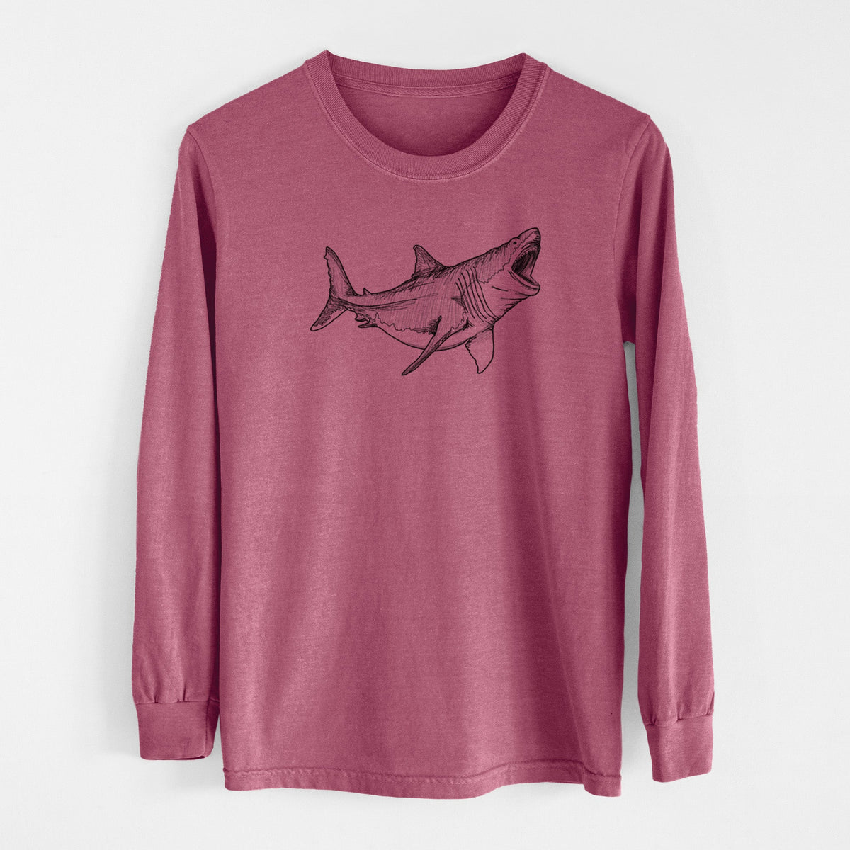 Megalodon - Otodus Megalodon - Men's Heavyweight 100% Cotton Long Sleeve