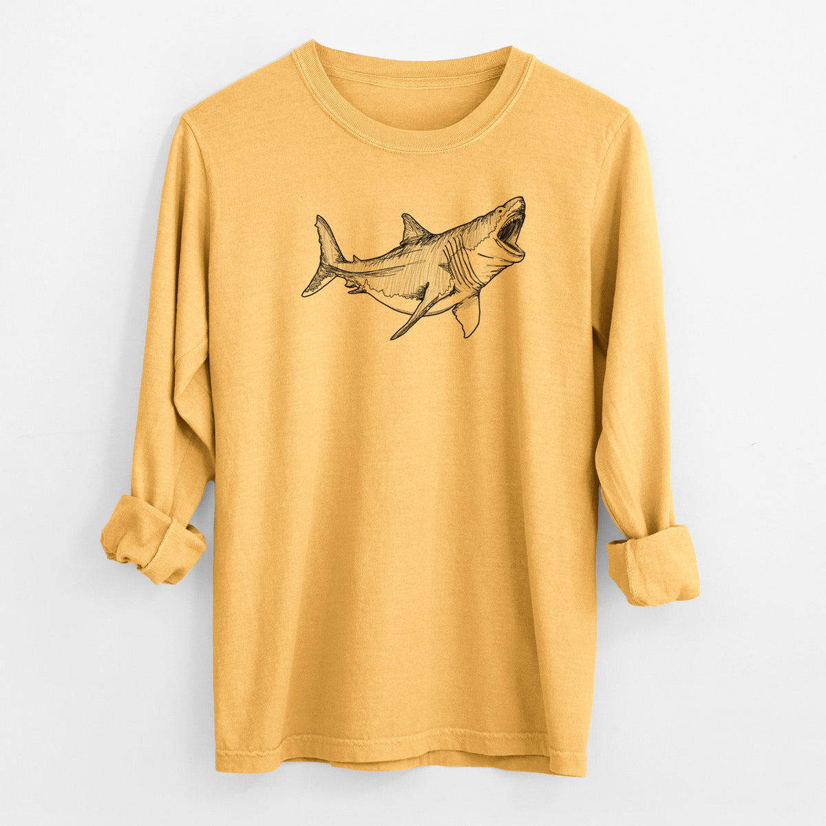 Megalodon - Otodus Megalodon - Men's Heavyweight 100% Cotton Long Sleeve