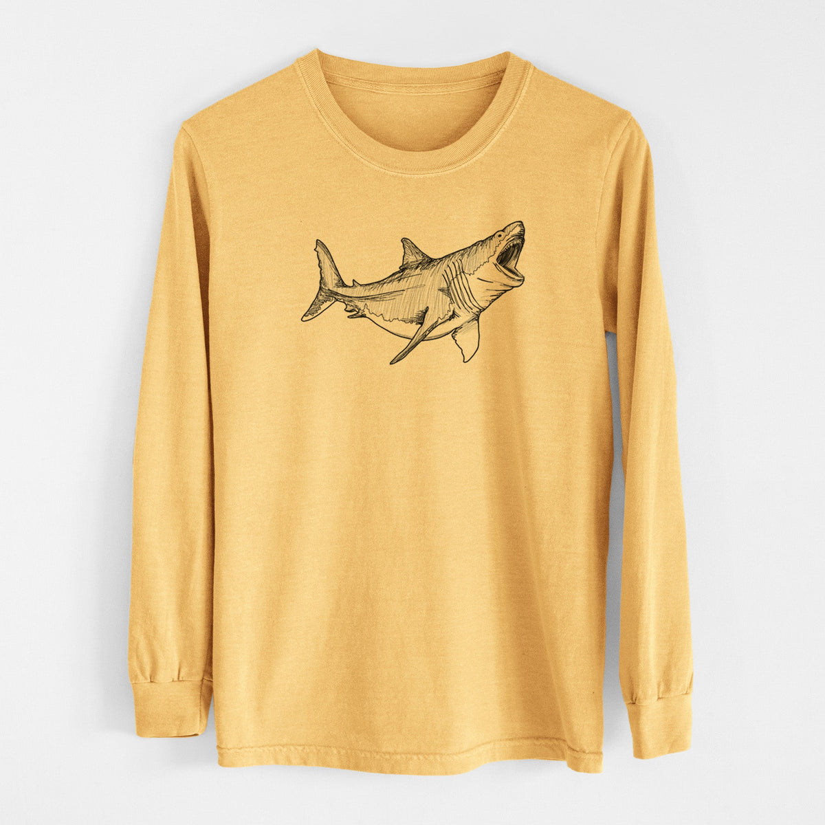 Megalodon - Otodus Megalodon - Men's Heavyweight 100% Cotton Long Sleeve