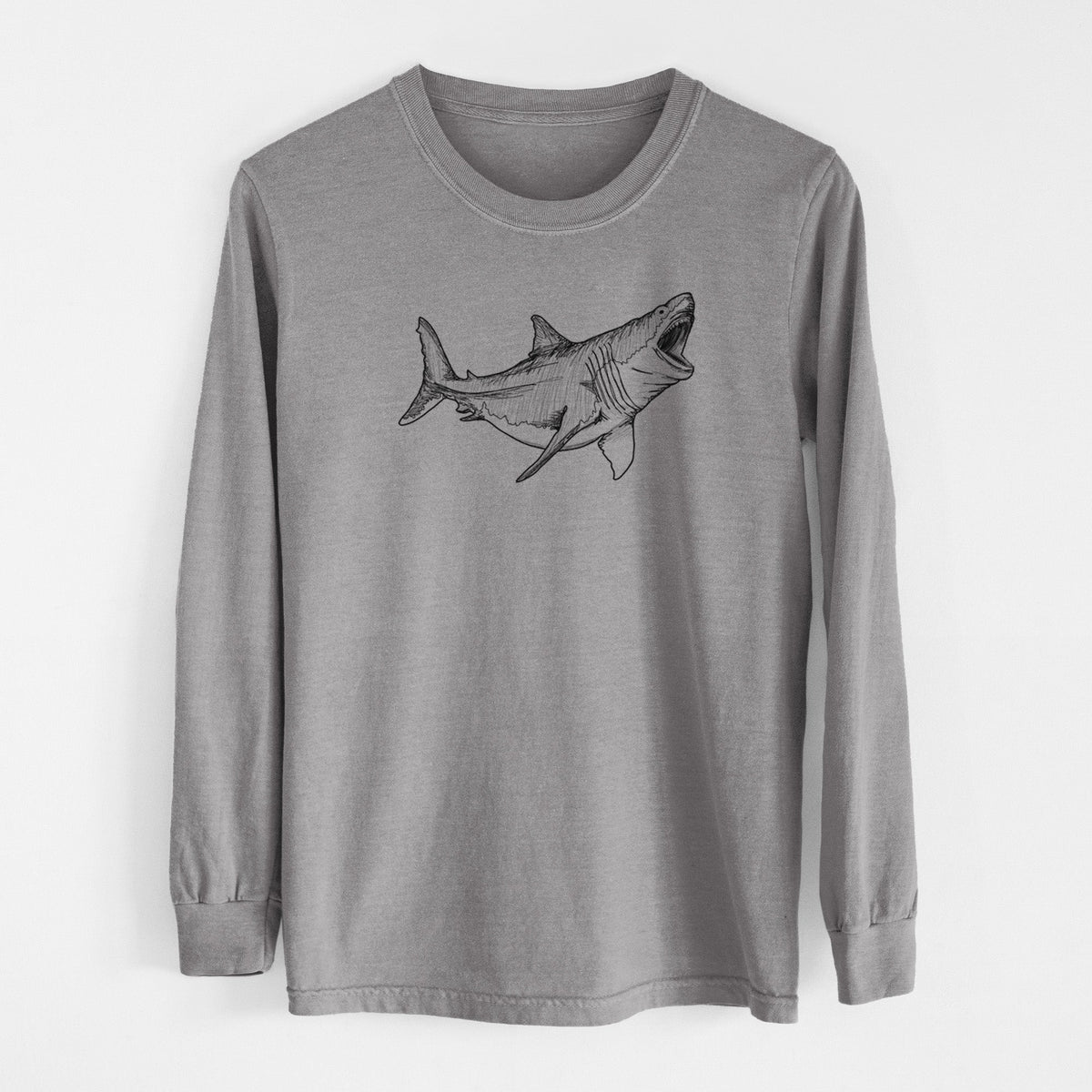 Megalodon - Otodus Megalodon - Men's Heavyweight 100% Cotton Long Sleeve
