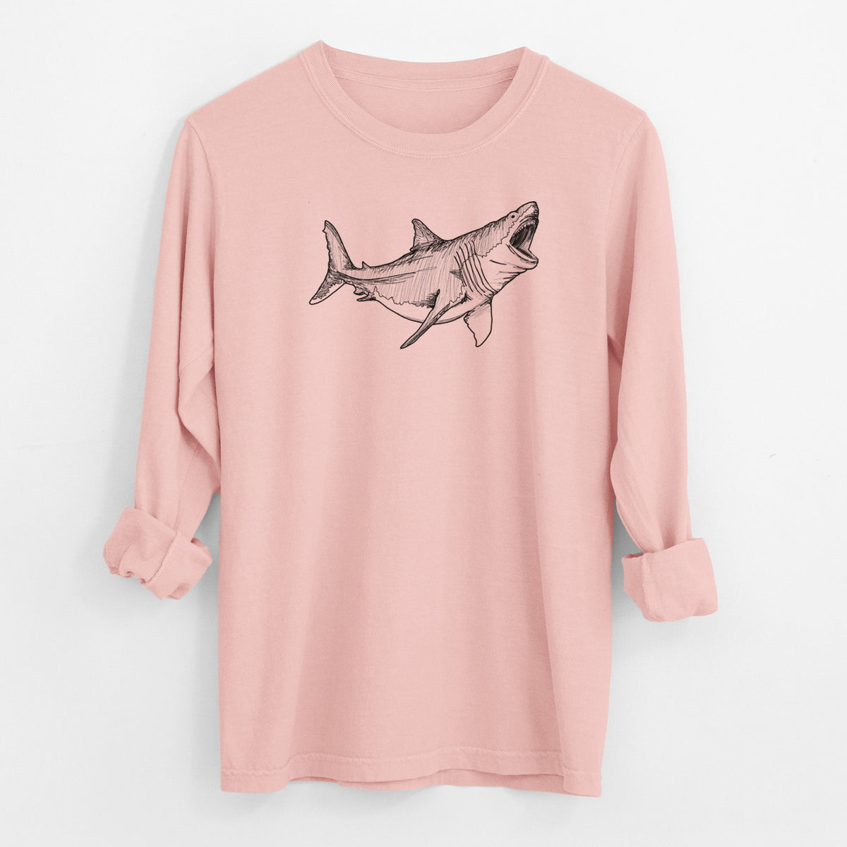 Megalodon - Otodus Megalodon - Men's Heavyweight 100% Cotton Long Sleeve