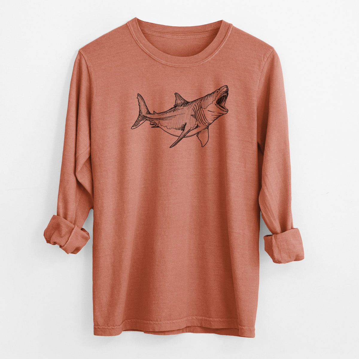 Megalodon - Otodus Megalodon - Men's Heavyweight 100% Cotton Long Sleeve