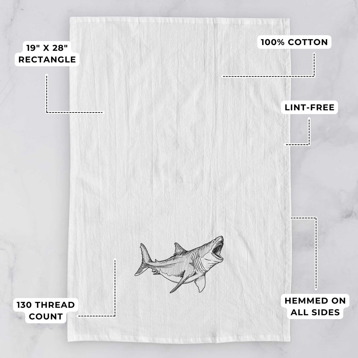 Megalodon - Otodus Megalodon Tea Towel