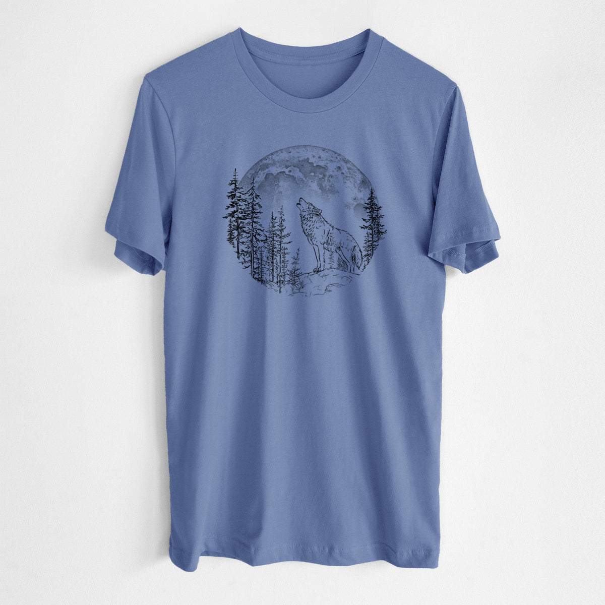 Wolf Howling at the Moon - Lightweight 100% Cotton Unisex Crewneck