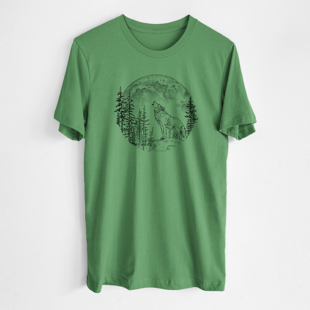 Wolf Howling at the Moon - Lightweight 100% Cotton Unisex Crewneck
