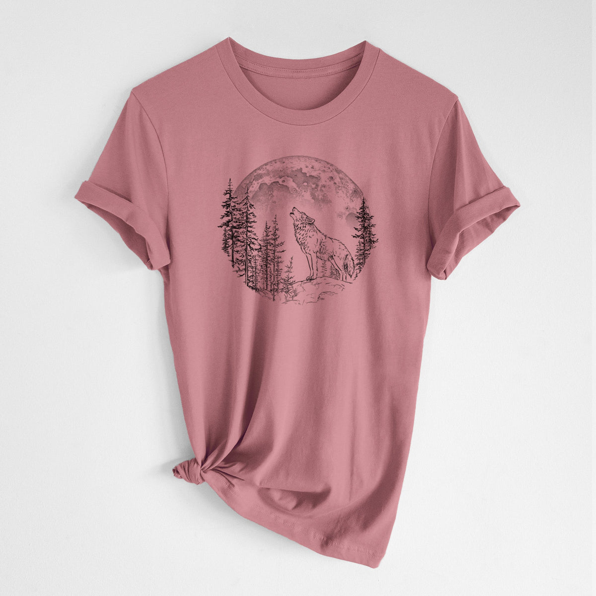 Wolf Howling at the Moon - Lightweight 100% Cotton Unisex Crewneck