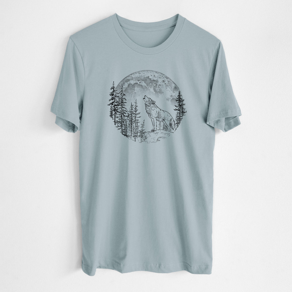Wolf Howling at the Moon - Lightweight 100% Cotton Unisex Crewneck
