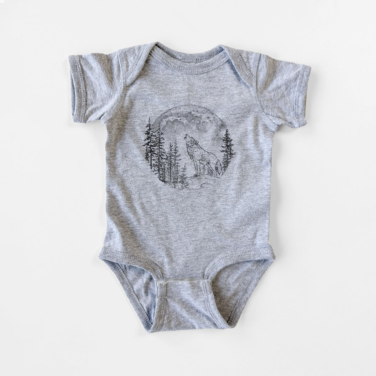 Wolf Howling at the Moon - Baby Fine Jersey Bodysuit