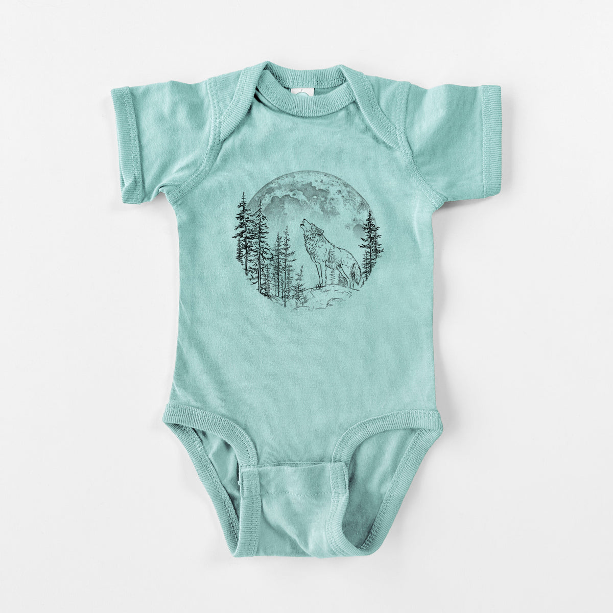 Wolf Howling at the Moon - Baby Fine Jersey Bodysuit