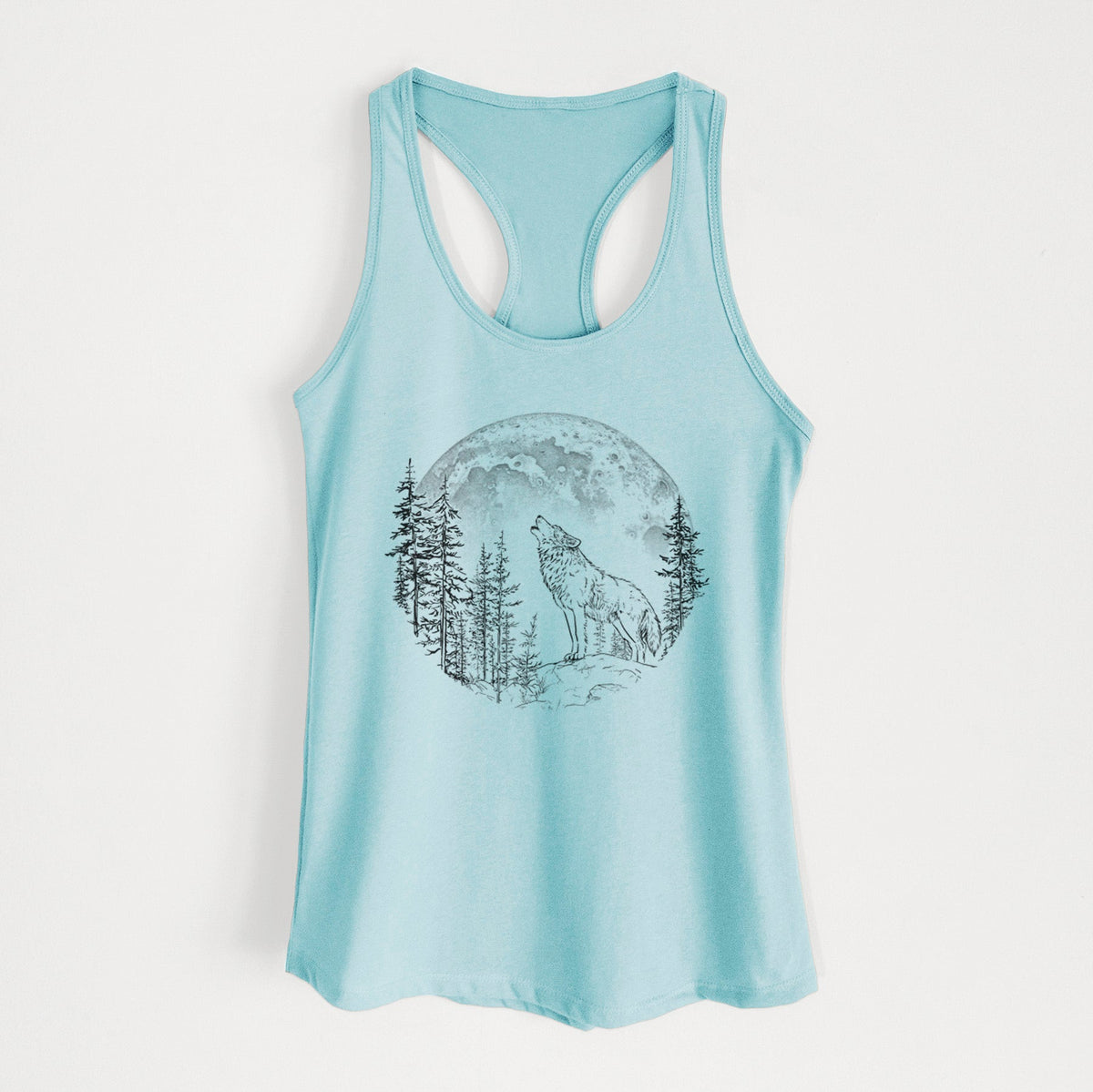 Wolf Howling at the Moon - Women's Racerback Tanktop