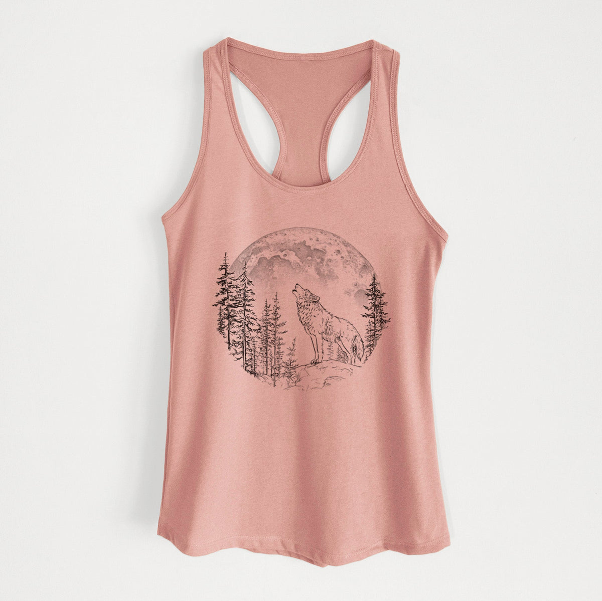 Wolf Howling at the Moon - Women's Racerback Tanktop