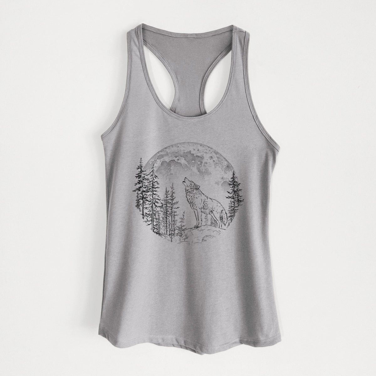 Wolf Howling at the Moon - Women's Racerback Tanktop