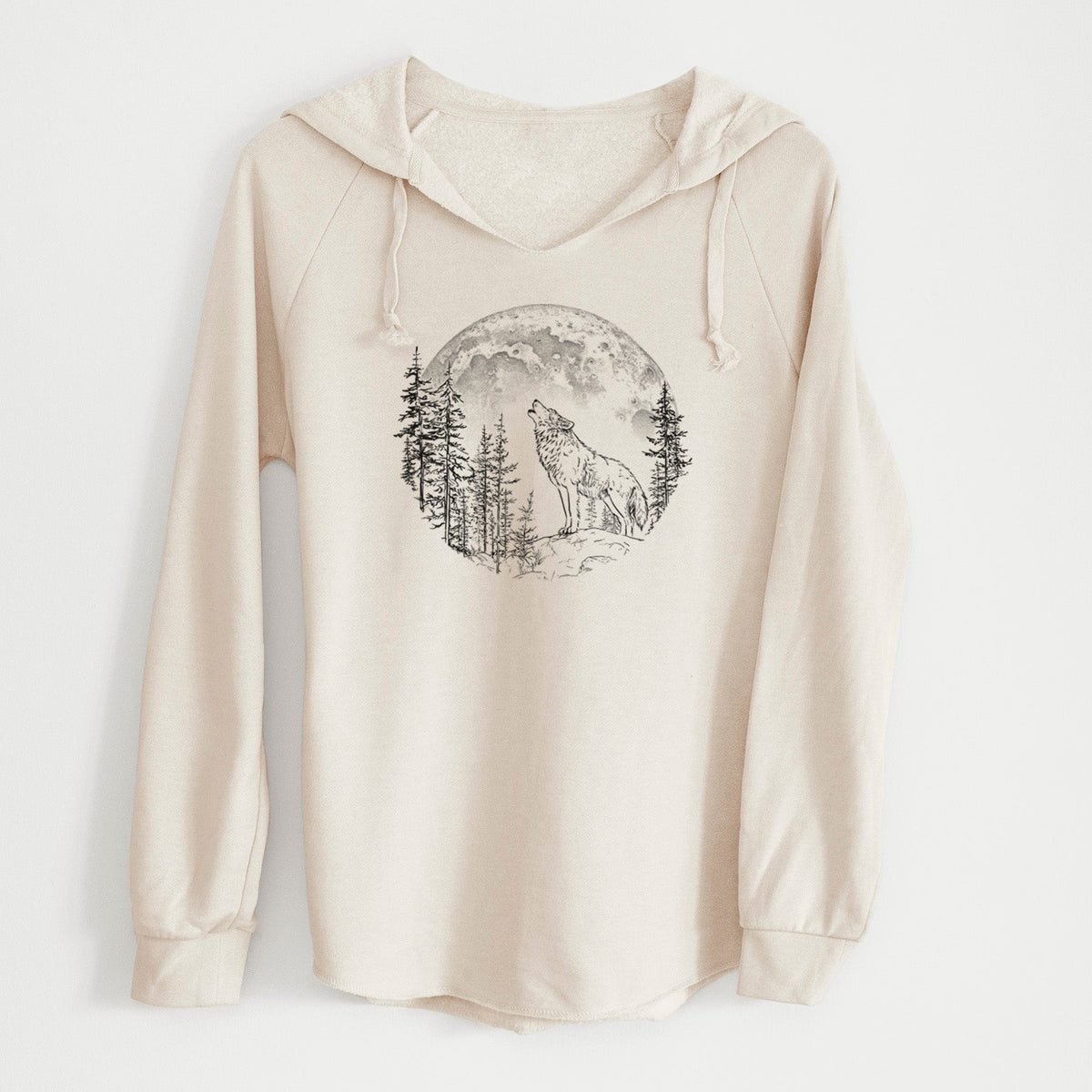 Wolf Howling at the Moon - Cali Wave Hooded Sweatshirt