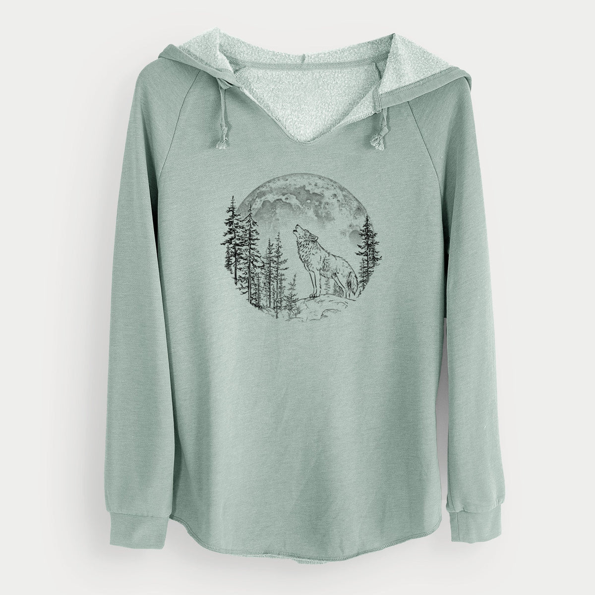 Wolf Howling at the Moon - Cali Wave Hooded Sweatshirt
