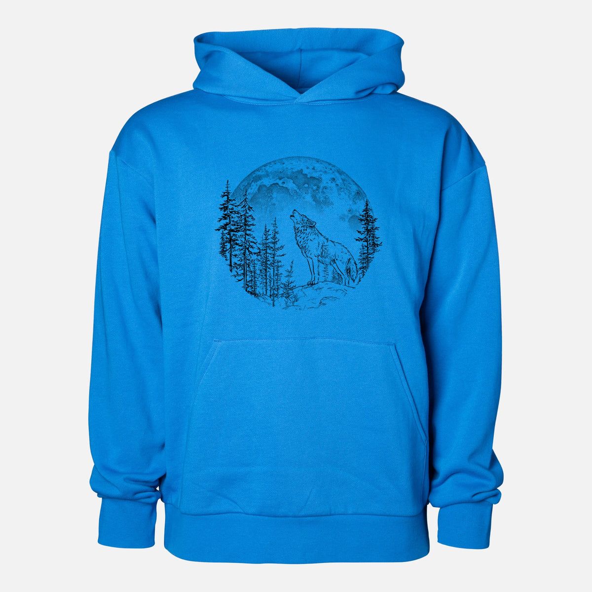 Wolf Howling at the Moon  - Statement Midweight Hoodie