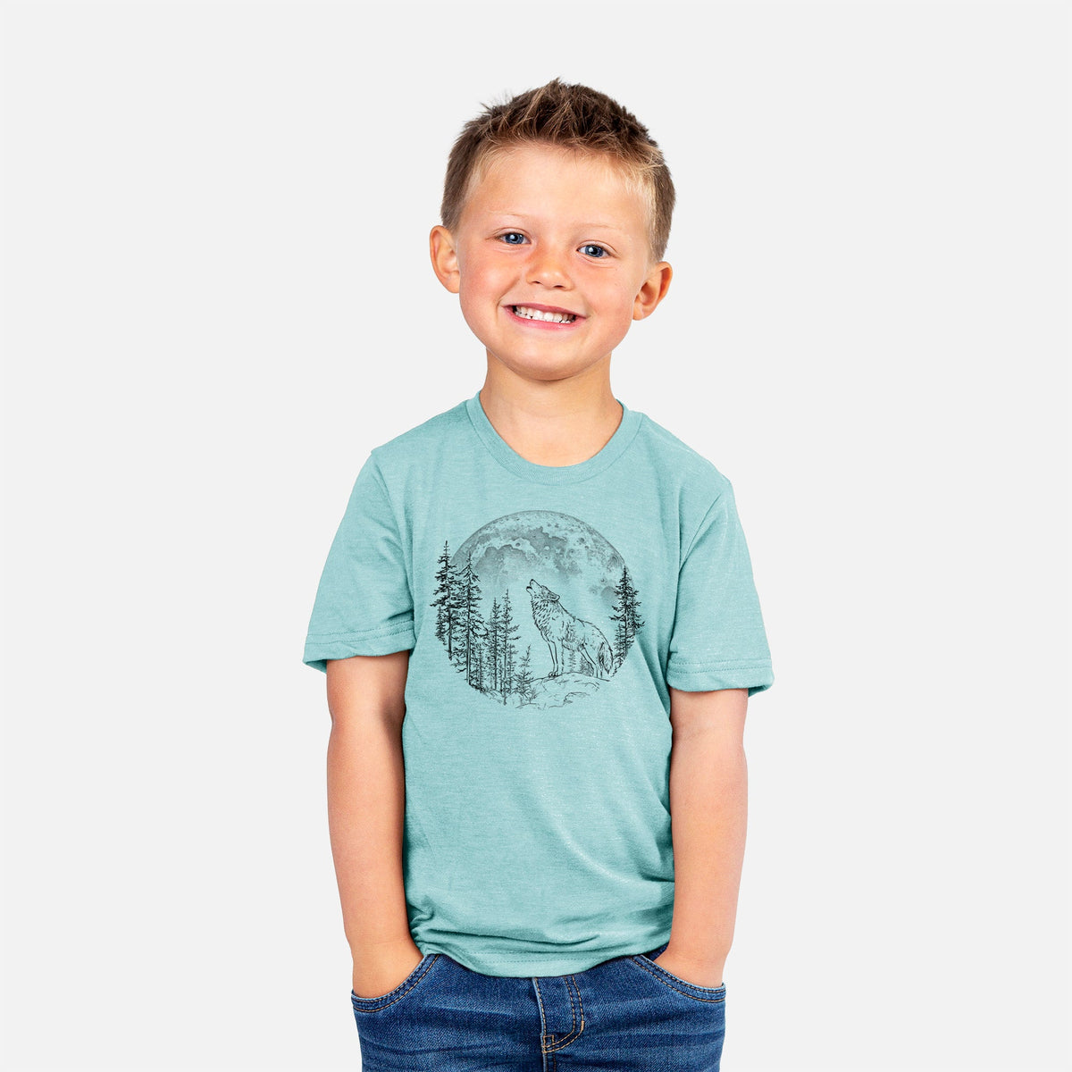 Wolf Howling at the Moon - Toddler/Youth Shirt