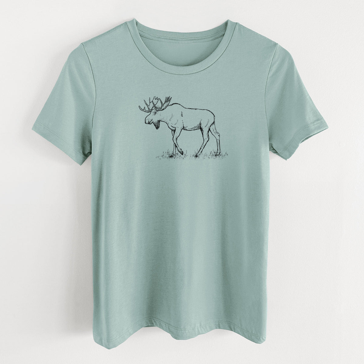 Bull Moose - Alces alces - Women's Lightweight Relaxed Fit 100% Cotton Crewneck