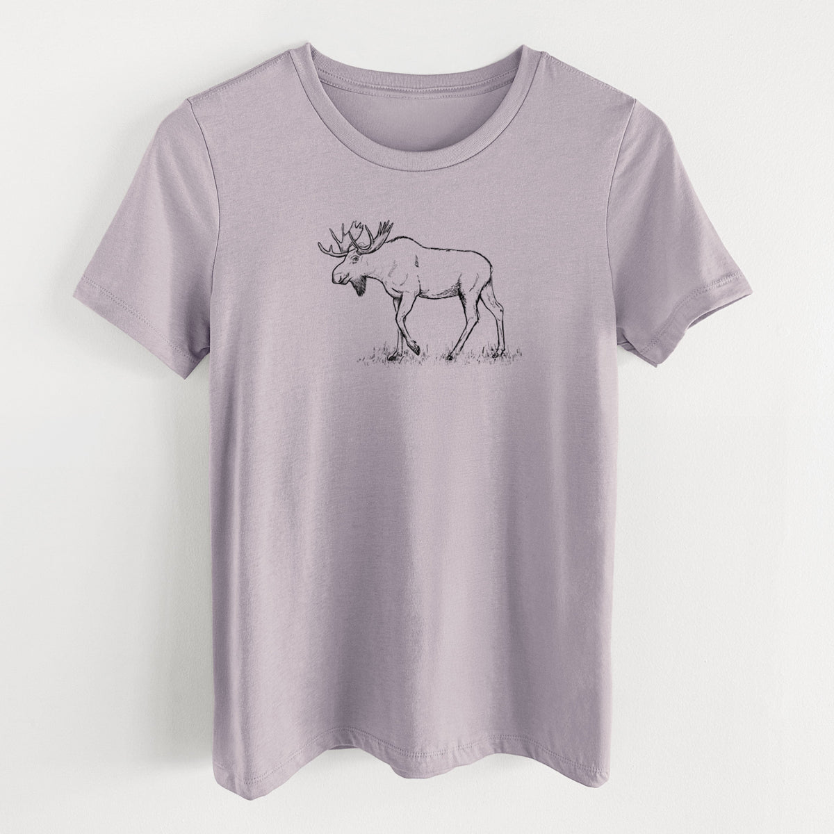 Bull Moose - Alces alces - Women's Lightweight Relaxed Fit 100% Cotton Crewneck
