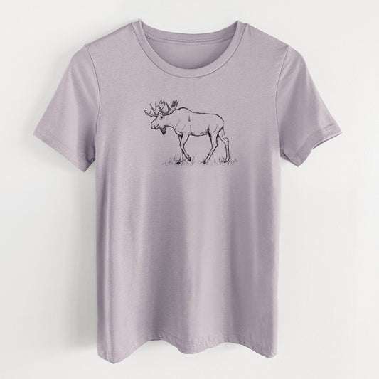 Bull Moose - Alces alces - Women's Lightweight Relaxed Fit 100% Cotton Crewneck