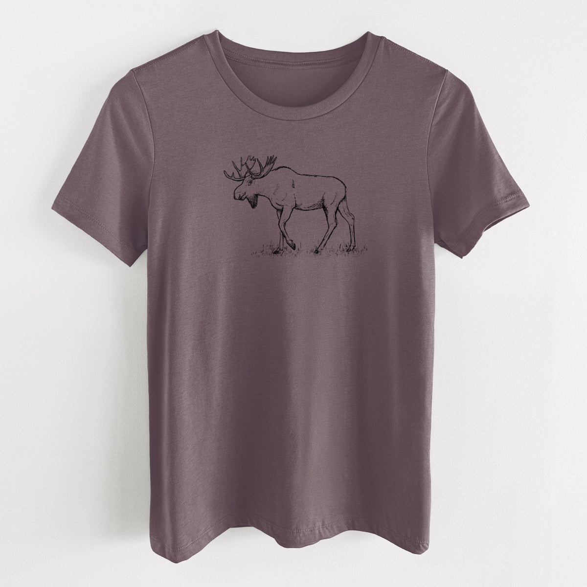 Bull Moose - Alces alces - Women's Lightweight Relaxed Fit 100% Cotton Crewneck
