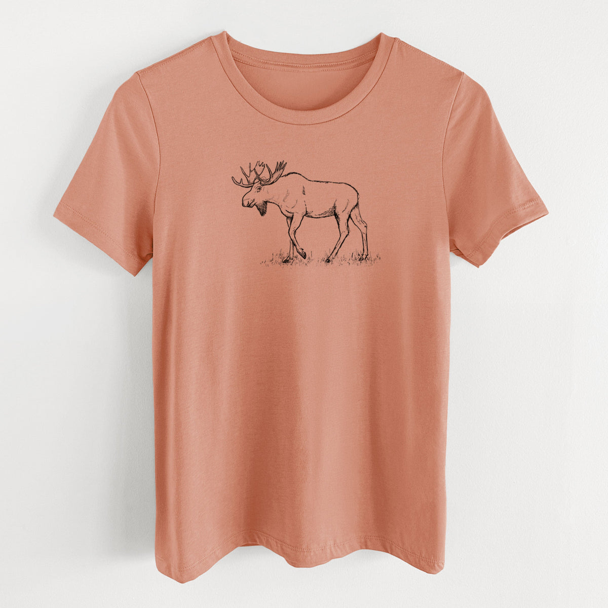 Bull Moose - Alces alces - Women's Lightweight Relaxed Fit 100% Cotton Crewneck