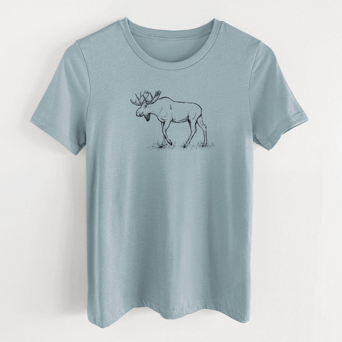 Bull Moose - Alces alces - Women's Lightweight Relaxed Fit 100% Cotton Crewneck