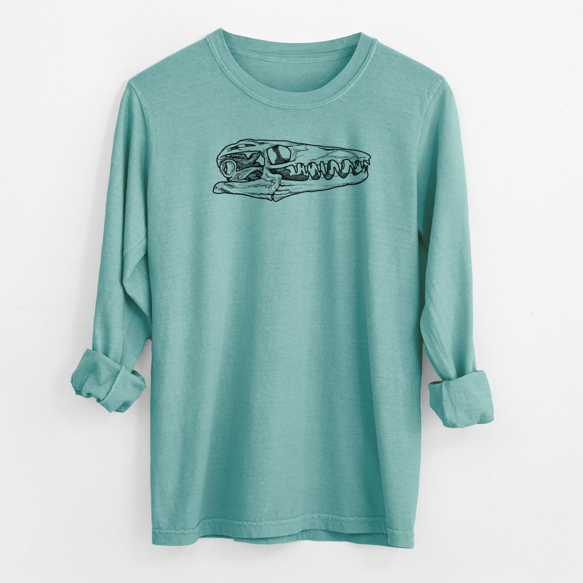 Mosasaur Skull - Men's Heavyweight 100% Cotton Long Sleeve