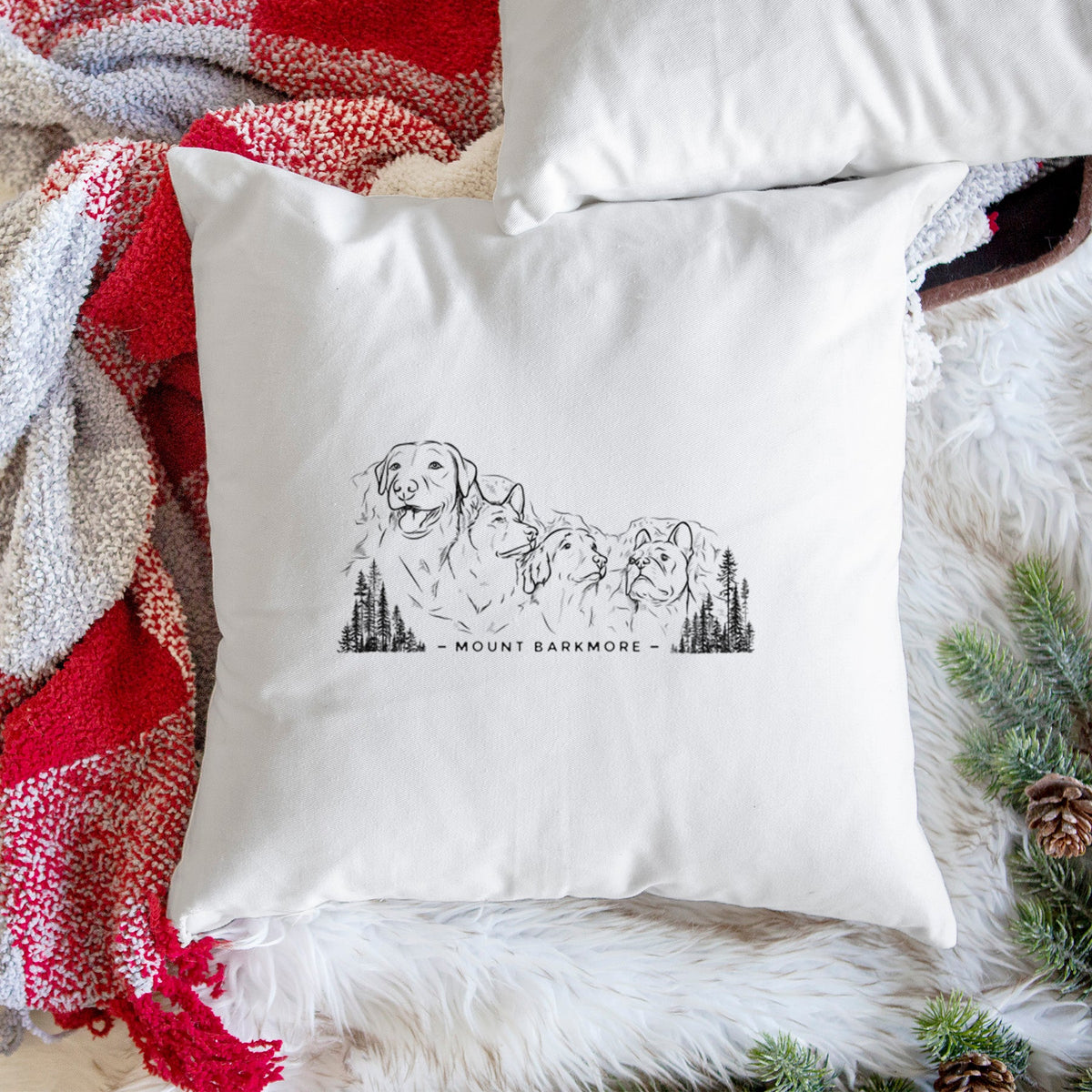 Mount Barkmore - Dog Tribute - Throw Pillow Cover