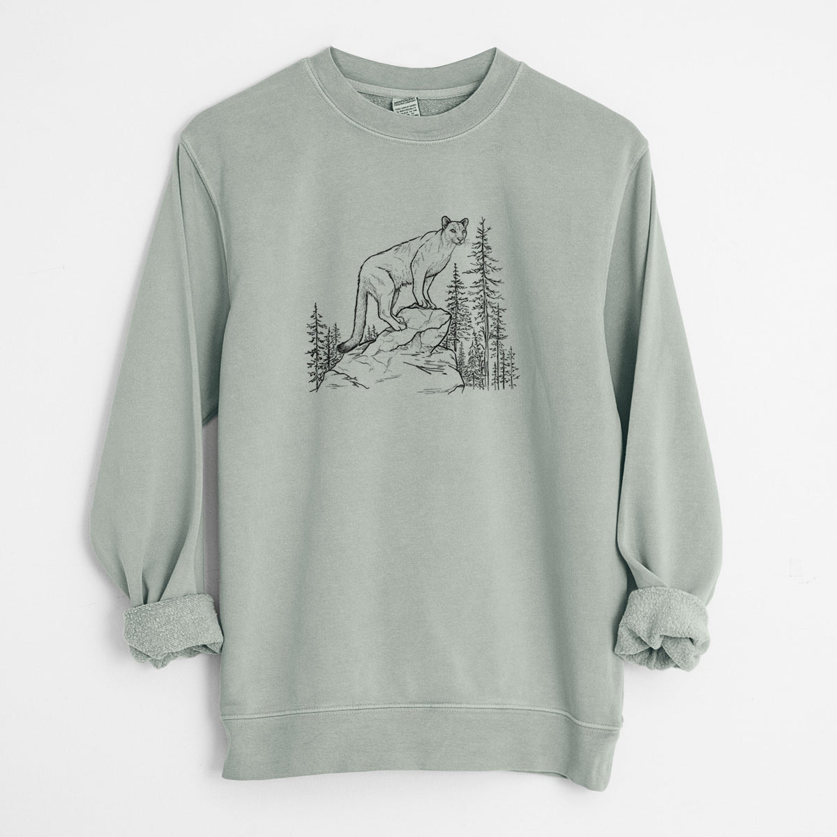 Mountain Lion - Puma concolor - Unisex Pigment Dyed Crew Sweatshirt