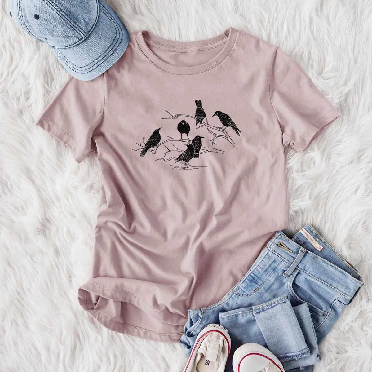 Murder of Crows - Women's Lightweight Relaxed Fit 100% Cotton Crewneck