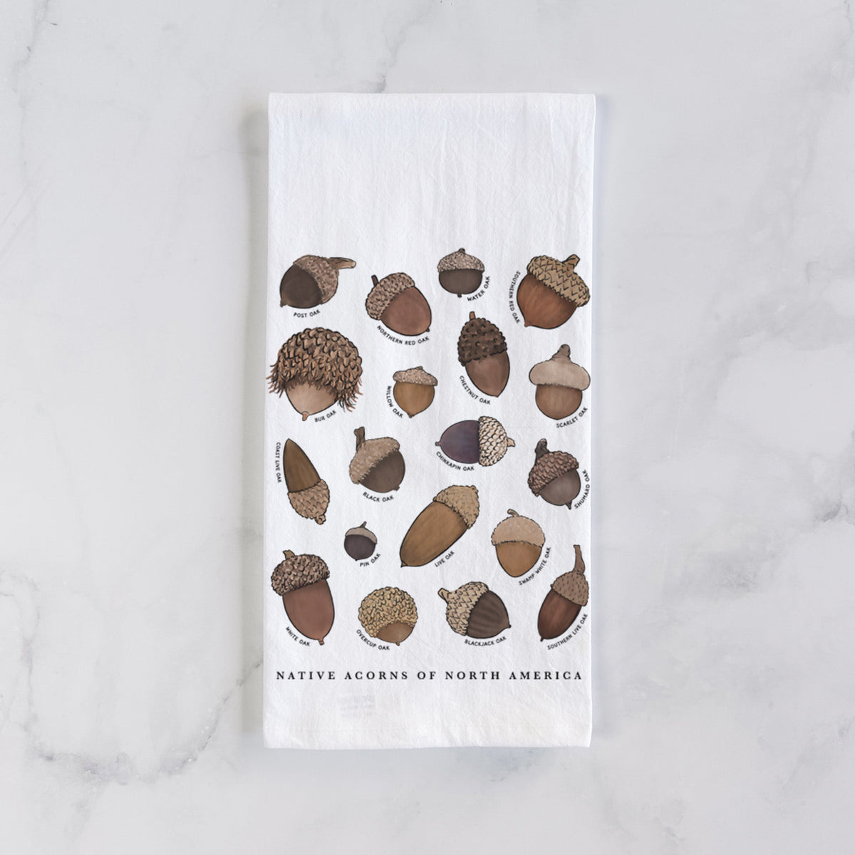 Native Acorns of North America Tea Towel