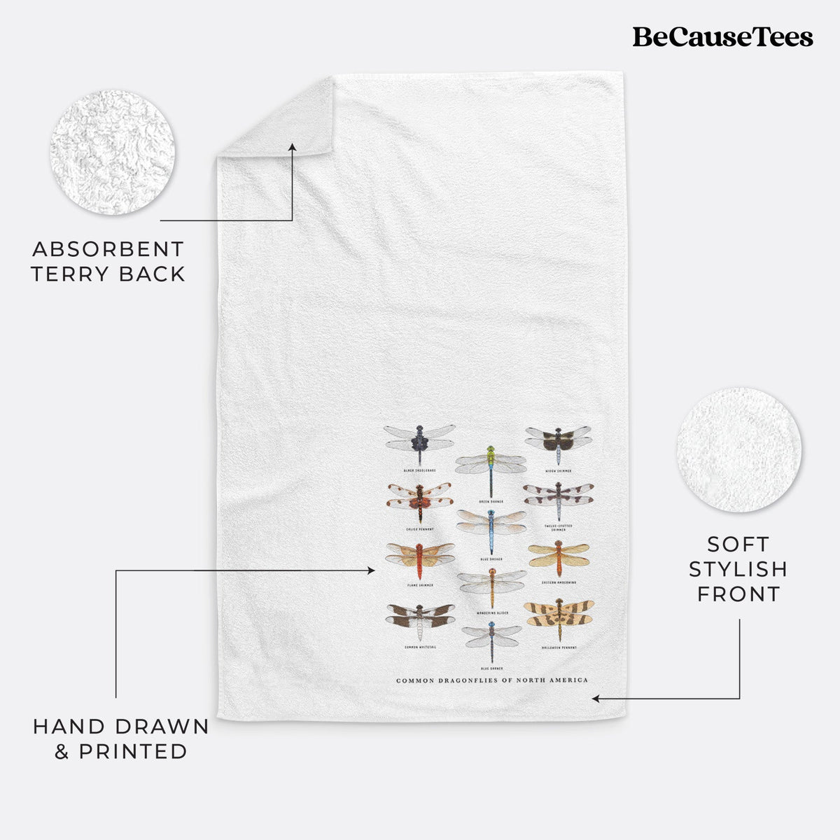 Common Dragonflies of North America Premium Hand Towel