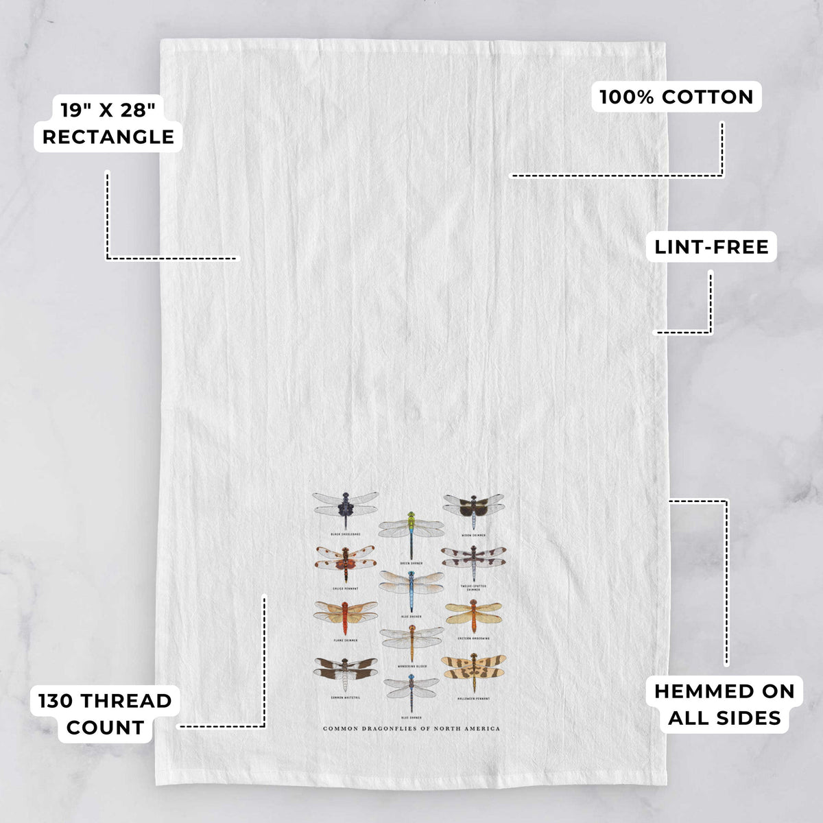 Common Dragonflies of North America Tea Towel
