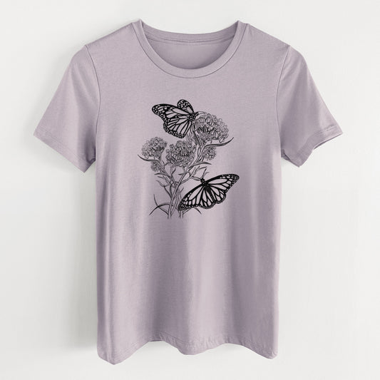 Narrowleaf Milkweed with Monarchs - Women's Lightweight Relaxed Fit 100% Cotton Crewneck