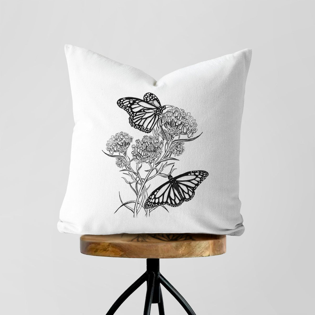 Narrowleaf Milkweed with Monarchs - Throw Pillow Cover