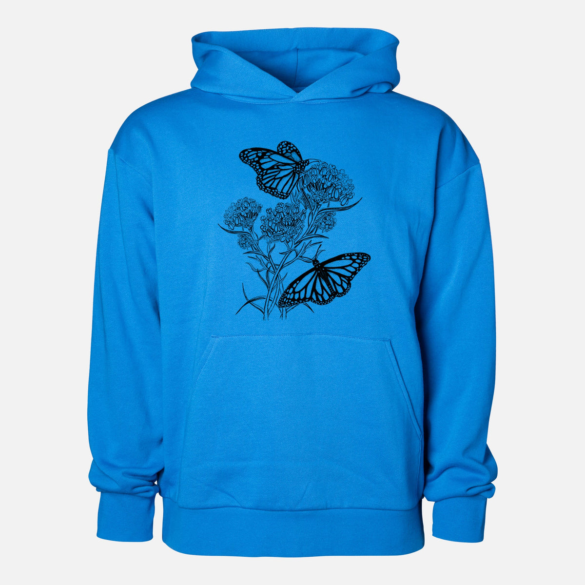 Narrowleaf Milkweed with Monarchs  - Statement Midweight Hoodie