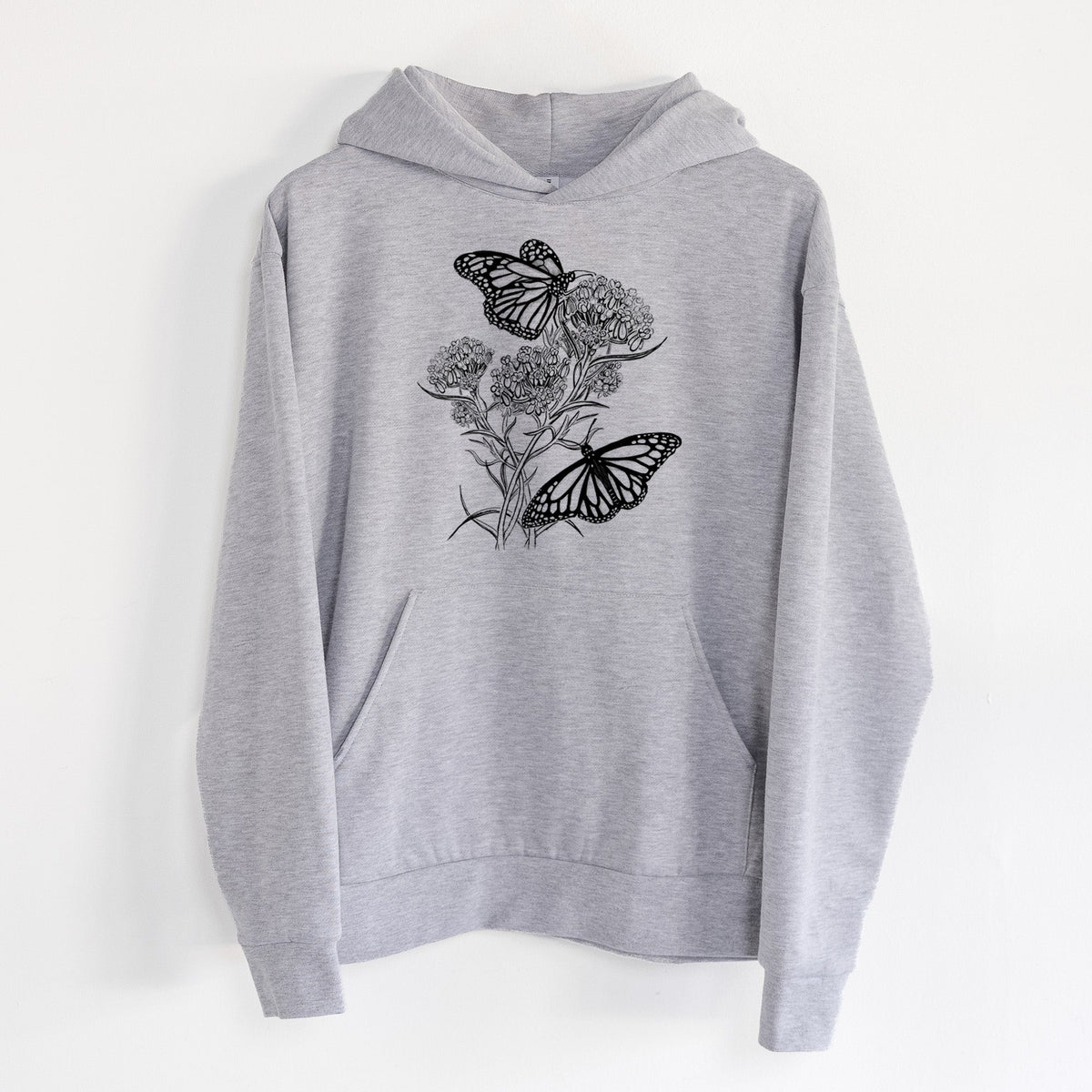 Narrowleaf Milkweed with Monarchs  - Statement Midweight Hoodie