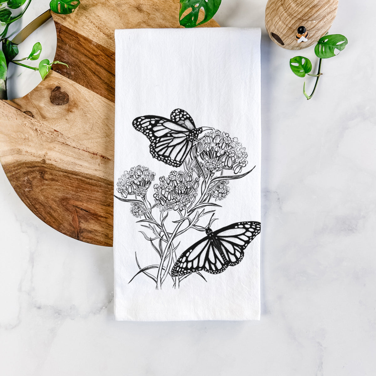 Narrowleaf Milkweed with Monarchs Tea Towel