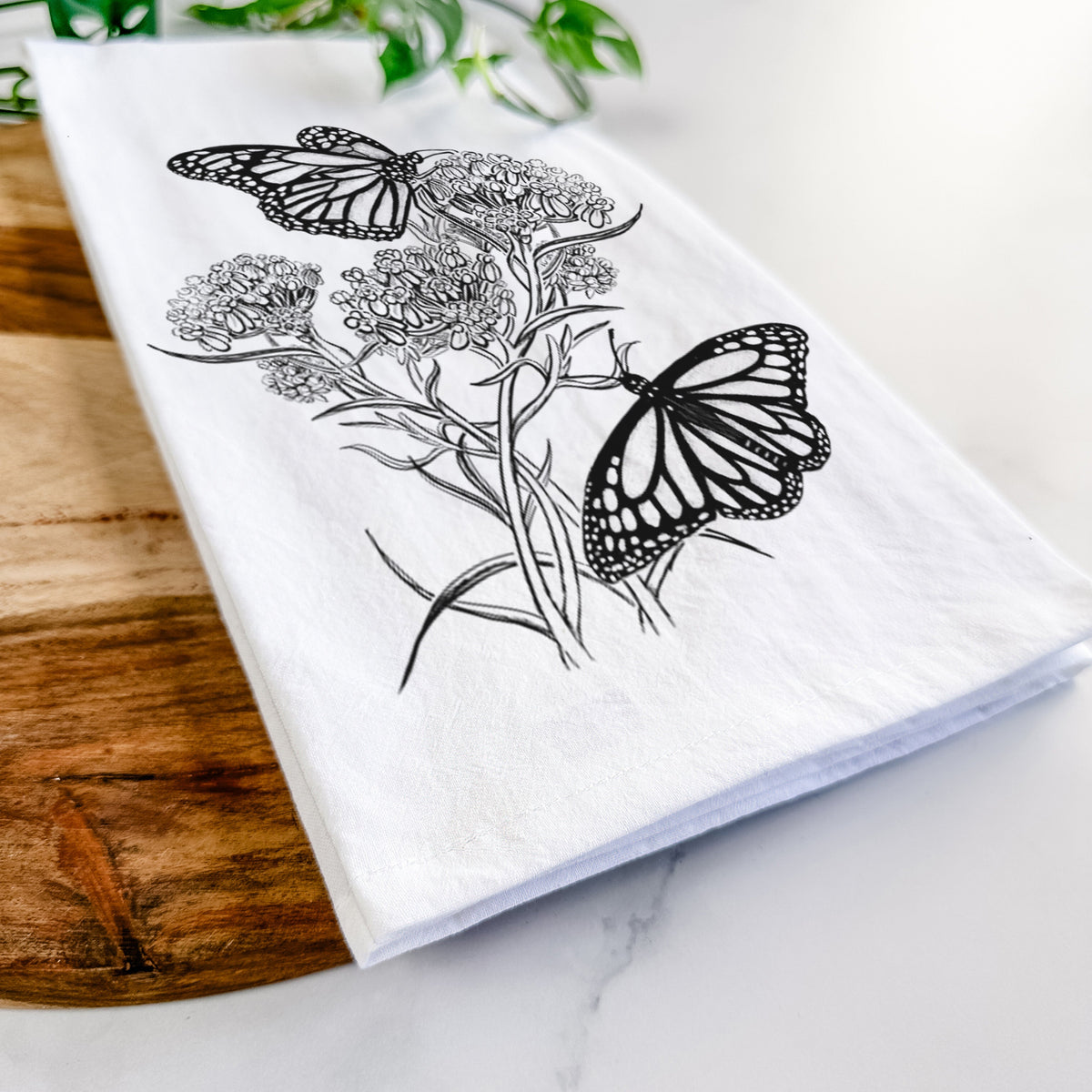 Narrowleaf Milkweed with Monarchs Tea Towel