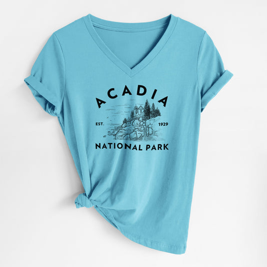 Acadia National Park - Women's Lightweight Relaxed Fit 100% Cotton V-neck